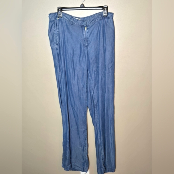 Women's Michael Kors 100% Lyocel Wide Leg Faux Denim Chambray Pants, Size 8 - Picture 1 of 5